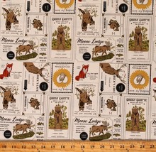Cotton The Great Outdoors Vintage Forest Advertising Fabric Print BTY D474.68 - £12.55 GBP