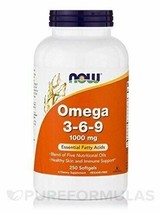 NEW NOW Omega 3-6-9 Healthy Skin Immune Support Supplement 1000 mg 250 Softgels - £22.79 GBP
