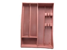 Silverware Drawer Organizer Tray PINK Cutlery  2 Tier Double Deck Mauve Vintage - £27.40 GBP