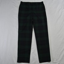 Talbots 2 Navy Blue Green Tartan Plaid Stretch Wool Flannel Womens Dress Pants - £30.87 GBP