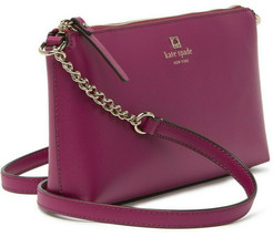 NWB Kate Spade Chain Declan Crossbody Purple Leather Red WKRU6081 $248 Gift Bag - £63.49 GBP