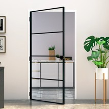 Interior Door Black 102x201.5 cm Tempered Glass&amp;Aluminium - £132.09 GBP
