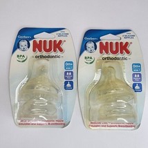 2- NUK Gerber Orthodontic Baby Nipples 2 Pack 0+ Months Medium Silicone - £11.00 GBP