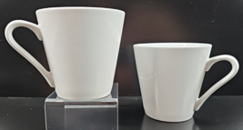 (2) Crate &amp; Barrel Room Service Mug Set White 3 5/8&quot; Handle Drink Coffee Cup Lot - £26.59 GBP