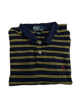 Polo Ralph Lauren Polo Shirt Mens XL Navy Blue Yellow Stripes Pony Cotton - £15.82 GBP