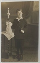 Handsome Young Man Posing for First Communion Photo Postcard R7 - $5.95