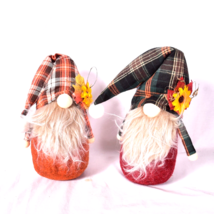 Fall Gnomes Plush Harvest Tomte Plaid Floppy Hat Thanksgiving Set of 2 - $23.28