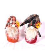 Fall Gnomes Plush Harvest Tomte Plaid Floppy Hat Thanksgiving Set of 2 - £18.31 GBP