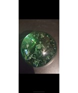 Large Vintage Bubble Green Art Glass Paperweight 4&quot; Wide 4 1/2 &quot; Tall Heavy - $52.37