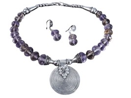 Vintage SOL Sterling and Amethyst necklace and earring set - £282.72 GBP