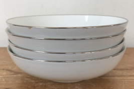 Set 4 Vtg Iroquois Inheritance Sheer White Platinum Porcelain Dessert Bo... - £39.49 GBP