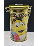 2014 Peanut M&amp;M Christmas Canister Tin Empty Gold - $19.79