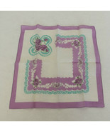 Vintage ladies handkerchief lilac color flower pattern square light weig... - $19.75