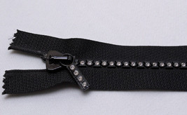 12&quot; Separating Zipper - Black Small Rhinestone Swarovski® Crystals U001.06 - £20.74 GBP