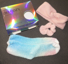 Oh, So Cozy 3 Pc Set Head Wrap Headband, Socks &amp; Scrunchie, NEW - £12.97 GBP