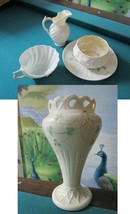 BELLEEK CREAMER SUGAR SAUCER 5 PCS UNMATCHED SET AND VASE PICK 1 - $45.53+