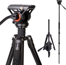 COMAN Fluid Head Tripod for DSLR Camcorder, Professional Premium Camera Monopod - £124.69 GBP