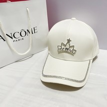 Rhinestone Crown Cap Women&#39;s Light Luxury Baseball Cap Face Small Shade ... - $16.50
