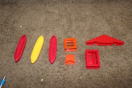 Lot of Lincoln Logs Canoo Vintage Red Roof Orange Window door Replacement pieces - £11.86 GBP