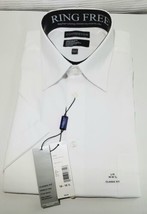  Covington Mens White Performance Classic Fit Short Sleeve Dress Shirts  16 1/2&quot; - £20.45 GBP