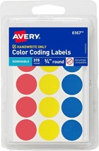 Avery Color-Coding Removable Labels, 3/4 Inch Round Labels 315 Dot Stickers - $8.76 CAD