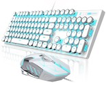 Retro Typewriter Keyboard And Mouse Combo, Cute White Keyboard With Line... - $91.99