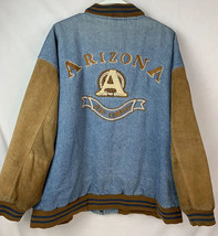 Vintage Arizona Jean Company Bomber Jacket Denim Varsity 90s Women 2XL - £70.78 GBP