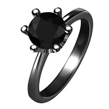 1.20 Ct Round Black Diamond Solitaire Engagement Ring 14K Black Gold Finish - $1,151.00 MXN