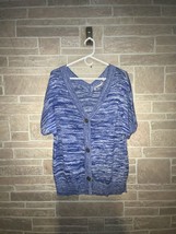 Soft Surroundings Oceana Cardigan Sweater Blue Short Sleeve  Size Medium - $19.80