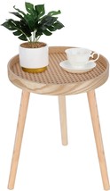 Small Side Table, Rattan Nightstand, Round End Table, Boho, Natural Walnut - £43.44 GBP