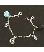 Sterling Silver Blue Eyes Charms Bracelet 6.5” - £31.38 GBP