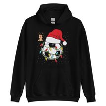 Santa Soccer Ball Sports Christmas Soccer Player Hoodie Black - $33.81+