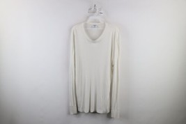Vintage 90s Lands End Mens XL Distressed Blank Silk Long Sleeve T-Shirt White - £31.11 GBP