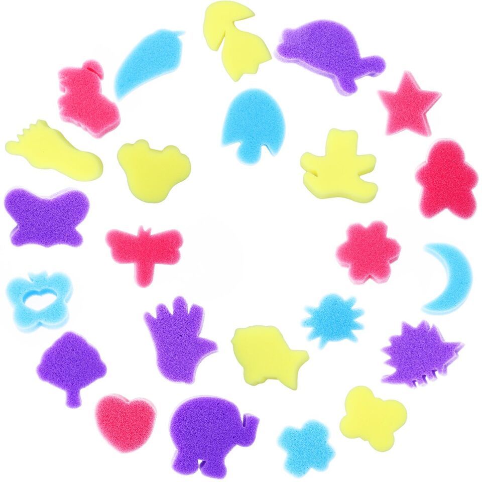 Artistic Kids&#39; Painting Sponge Set - 24-Piece Craft Sponge Kit with Rich... - $10.88