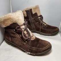 Baretraps Deelya Boots Womens Size 11M Suede Ankle Winter Faux Fur Tan Brown Fun - £31.80 GBP