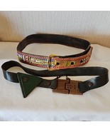 Western Elk Hide Leather Belt Lot 2 Buckskin Pouch Whip Stitch Americana... - $71.45 CAD