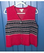 Womens Eddie Bauer Nordic Fair Isle Wool Sweater Vest Size L XL Cozy Cot... - £31.13 GBP