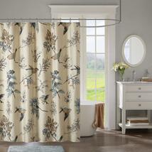 Mission Khaki Printed Cotton Shower Curtain Blue Brown Animal Print Flor... - £41.84 GBP