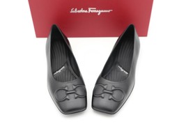 NIB Salvatore Ferragamo Peony Black Leather Gancini Ballet Flats 6 36 C New - £255.65 GBP