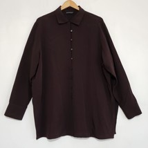 Asiatica Kansas City Blouse Top Shirt Tunic Brown Silk Womens XXL - £61.50 GBP