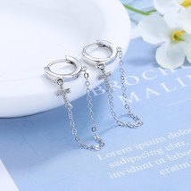 Trendy Long Hoop Earrings for Women 925 Silver Daisy Flower Cross Coin Hoop Earr - £10.47 GBP