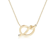 ANGARA 1.1mm Natural Diamond Love Knot Pendant Necklace in 14K Gold for Women - £395.75 GBP
