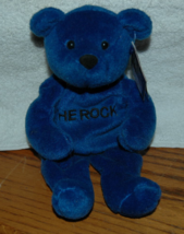 Rare WWF The Rock 1999 Blue Beanie Baby Attitude Bear Dwayne Johnson Wrestling - $21.99