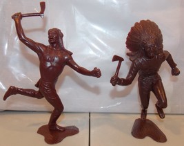 Vintage 1960s Marx Brown Indian 5 inch Tall Lot of 2 Indian Figures - £31.89 GBP