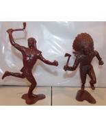 Vintage 1960s Marx Brown Indian 5 inch Tall Lot of 2 Indian Figures - $54.86 CAD