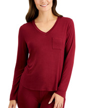 Alfani Essentials Long-Sleeve Pocket Pajama T-Shirt, Garnet, Size Large - £11.56 GBP