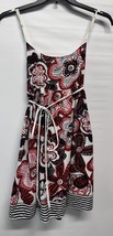 Ixia 100% Cotton Colorful A Line Sundress Red, White &amp; Black Floral Size... - $13.83