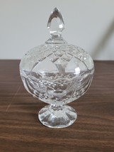 Vintage Lead Crystal Cristal d&#39; Arques Durand Longchamp footed candy dish lid - £11.05 GBP