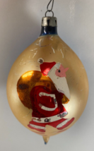 Vintage Blown Glass SANTA DELIVERY Large 4.25 Teardrop Christmas Ornament Poland - £27.68 GBP