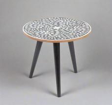 Side table with Mother of pearl inlay in Black floral pattern - $424.00